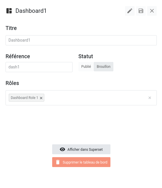 Éditer un tableau de bord
